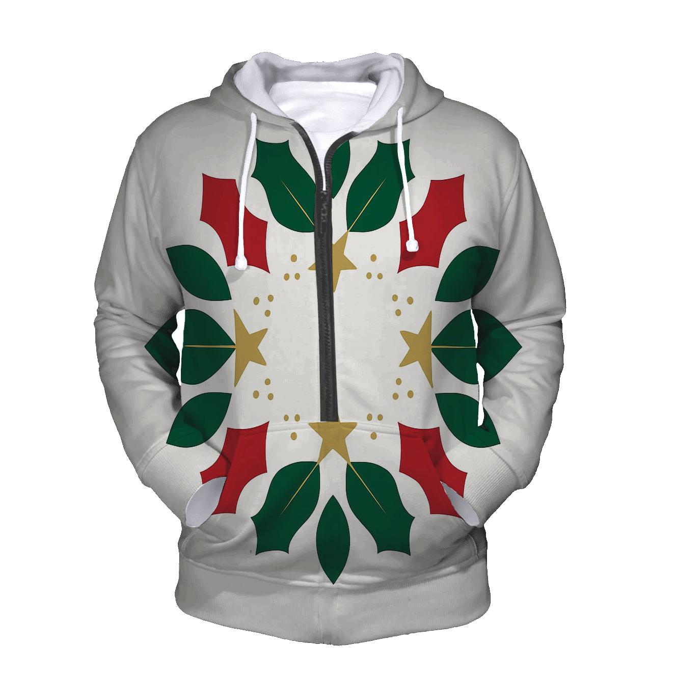 Starlit Holly Orbit Wreath embroidered hoodies