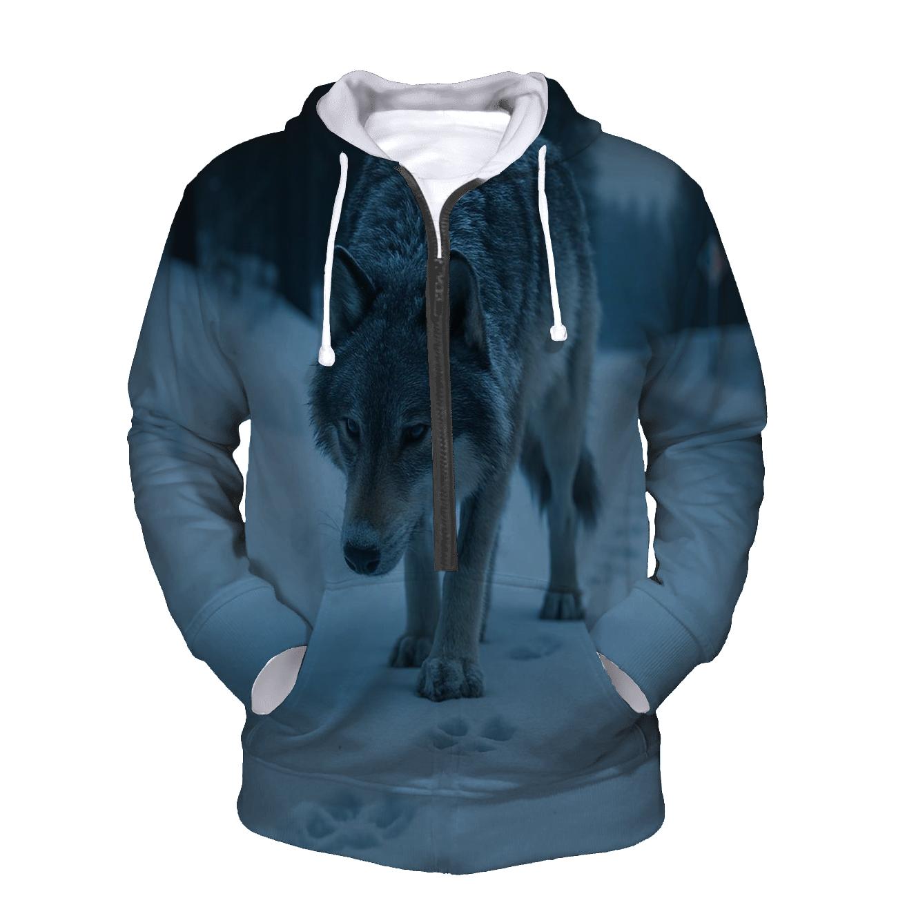 Lone Wolf On A Winter Roadcut Tracking Elk lightweight hoodies