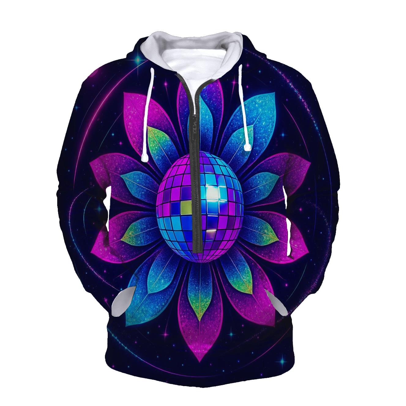 Neon Orbit Disco Bloom hoodie designs