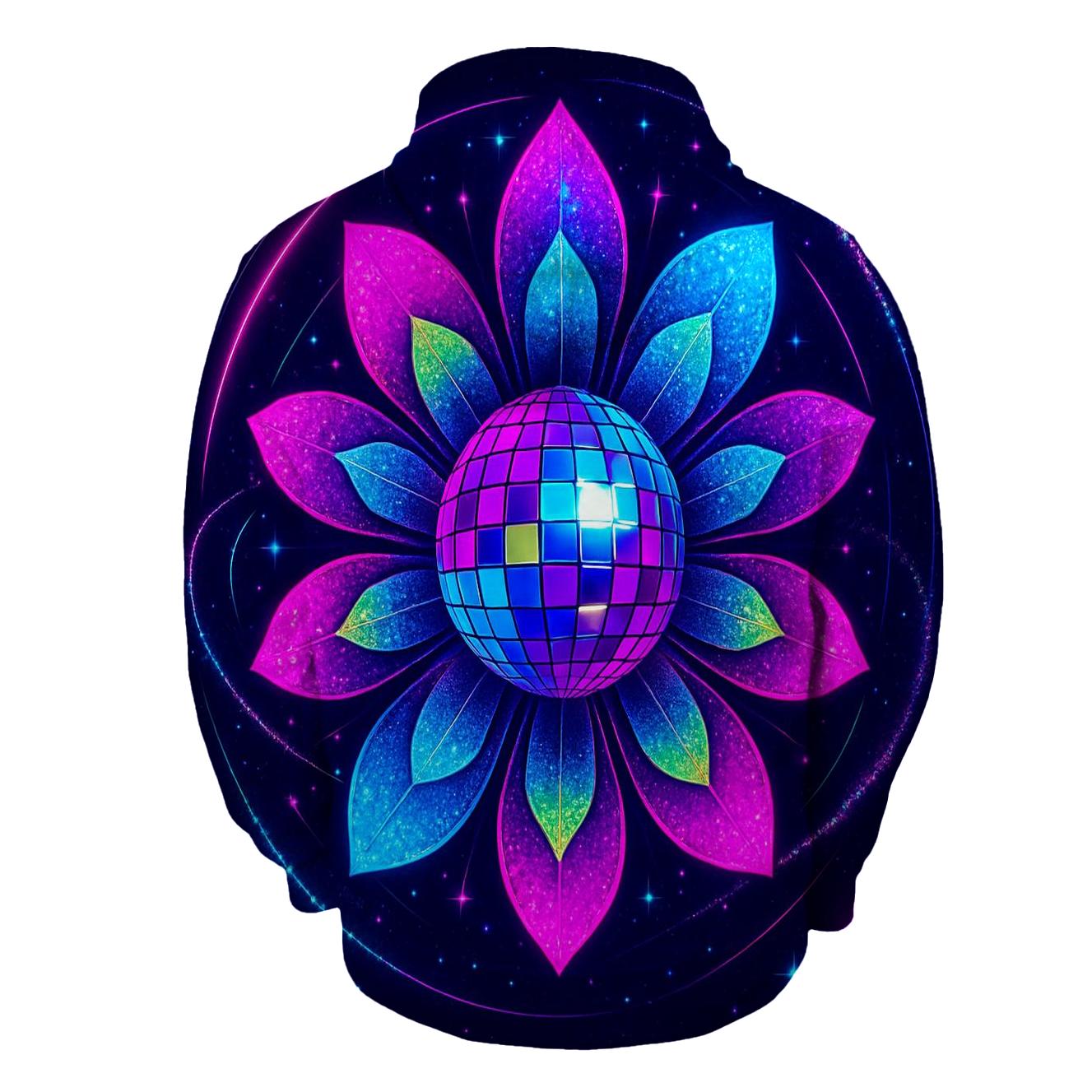 Neon Orbit Disco Bloom hoodie designs