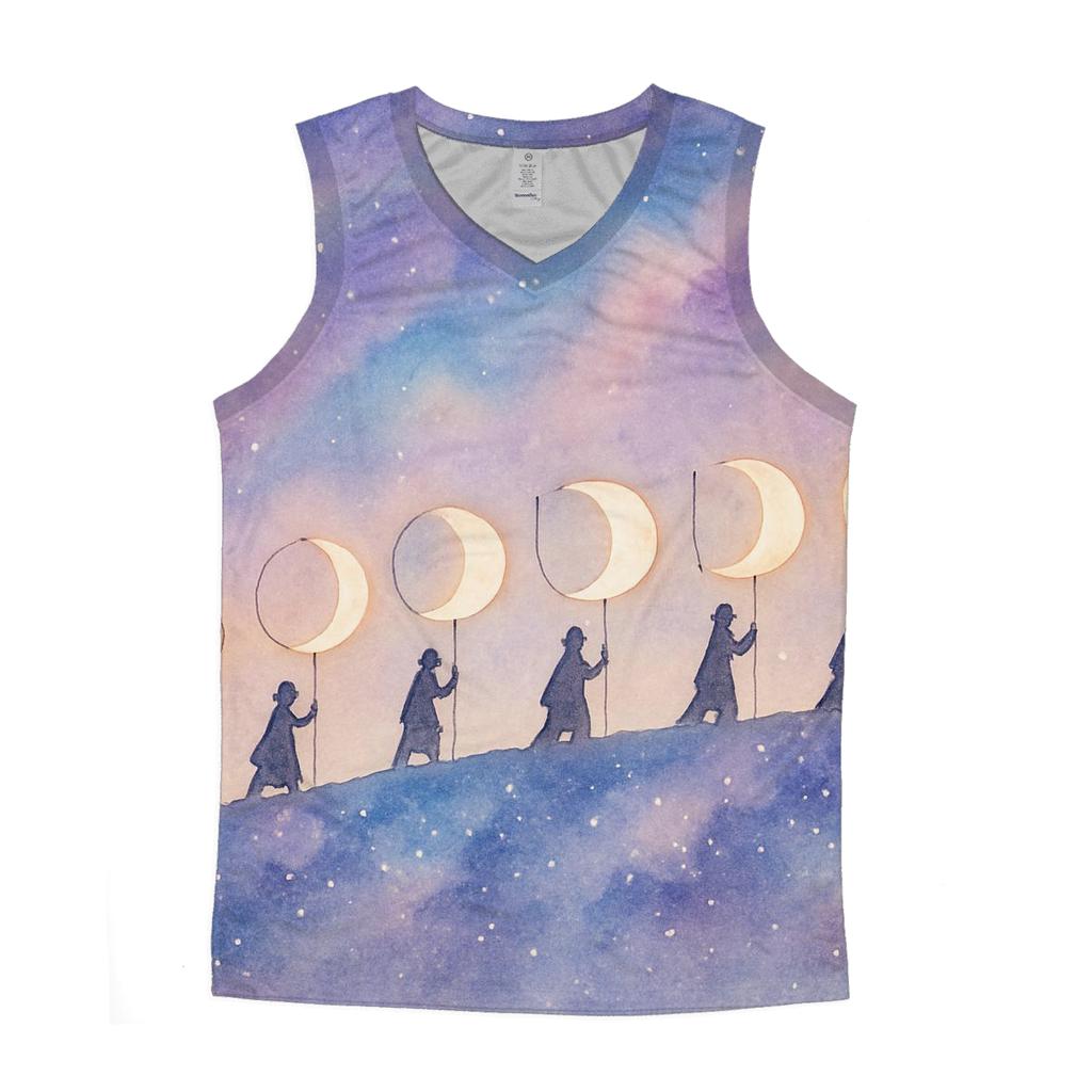 Moon Phase Lantern Parade graphic print tank tops