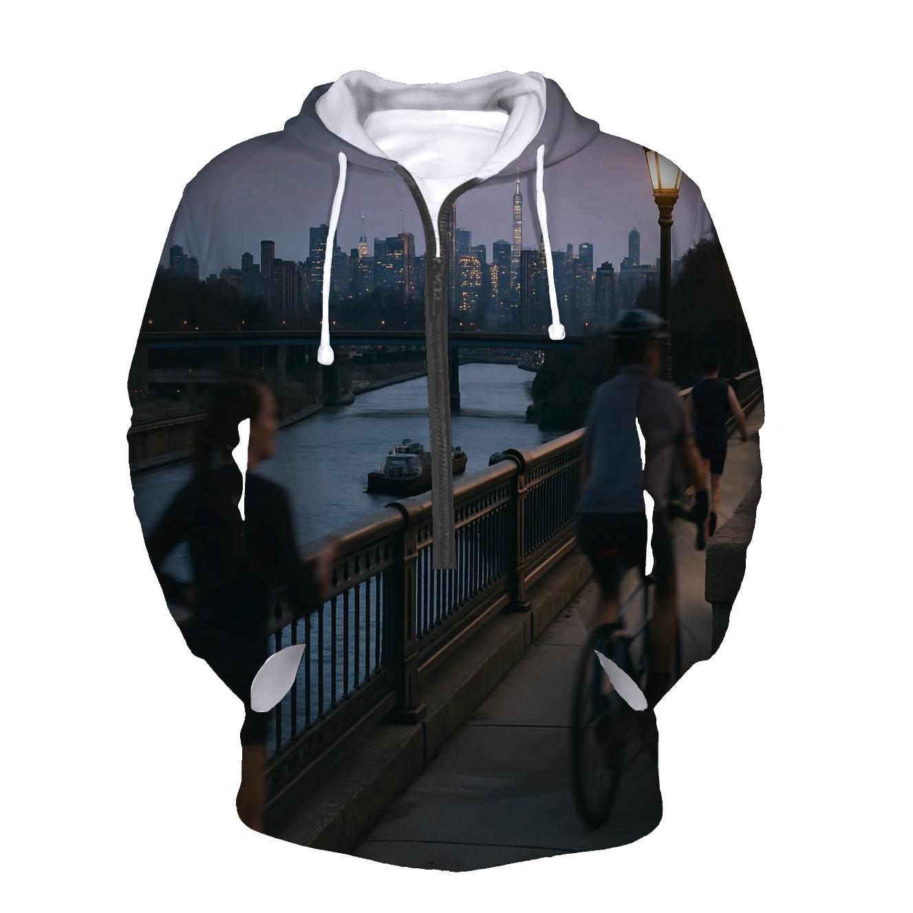 Harlem River Blue Hour From High Bridge lightweight hoodies