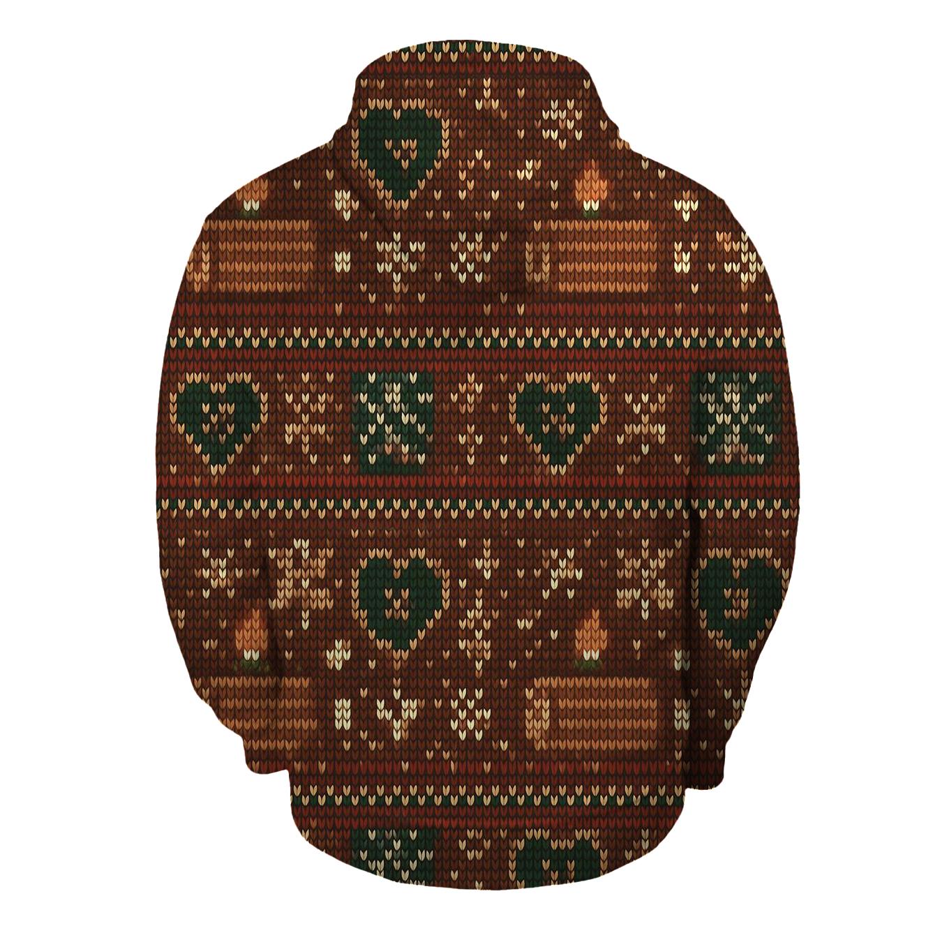 Ugly Christmas Yule Log Arcade Grid Design premium hoodies