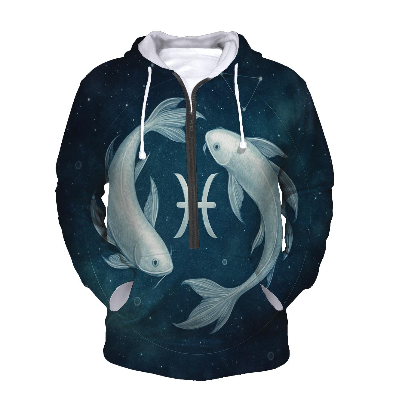 Pisces Twin Fish Nebula Current heavyweight hoodies