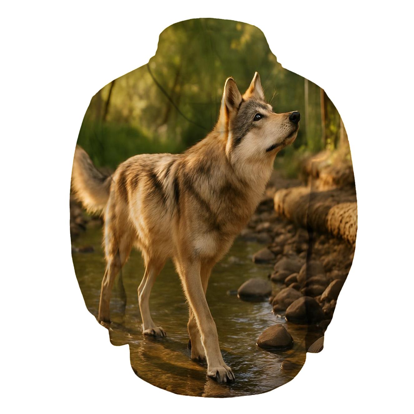 Mexican Gray Wolf At A Desert Riparian Restoration Site designer hoodies