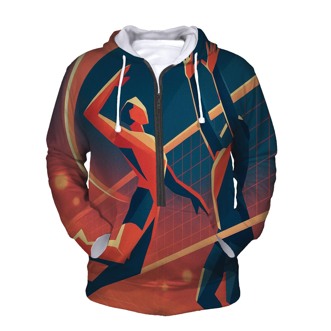 Neon Court Volleyball Spike graphic hoodies