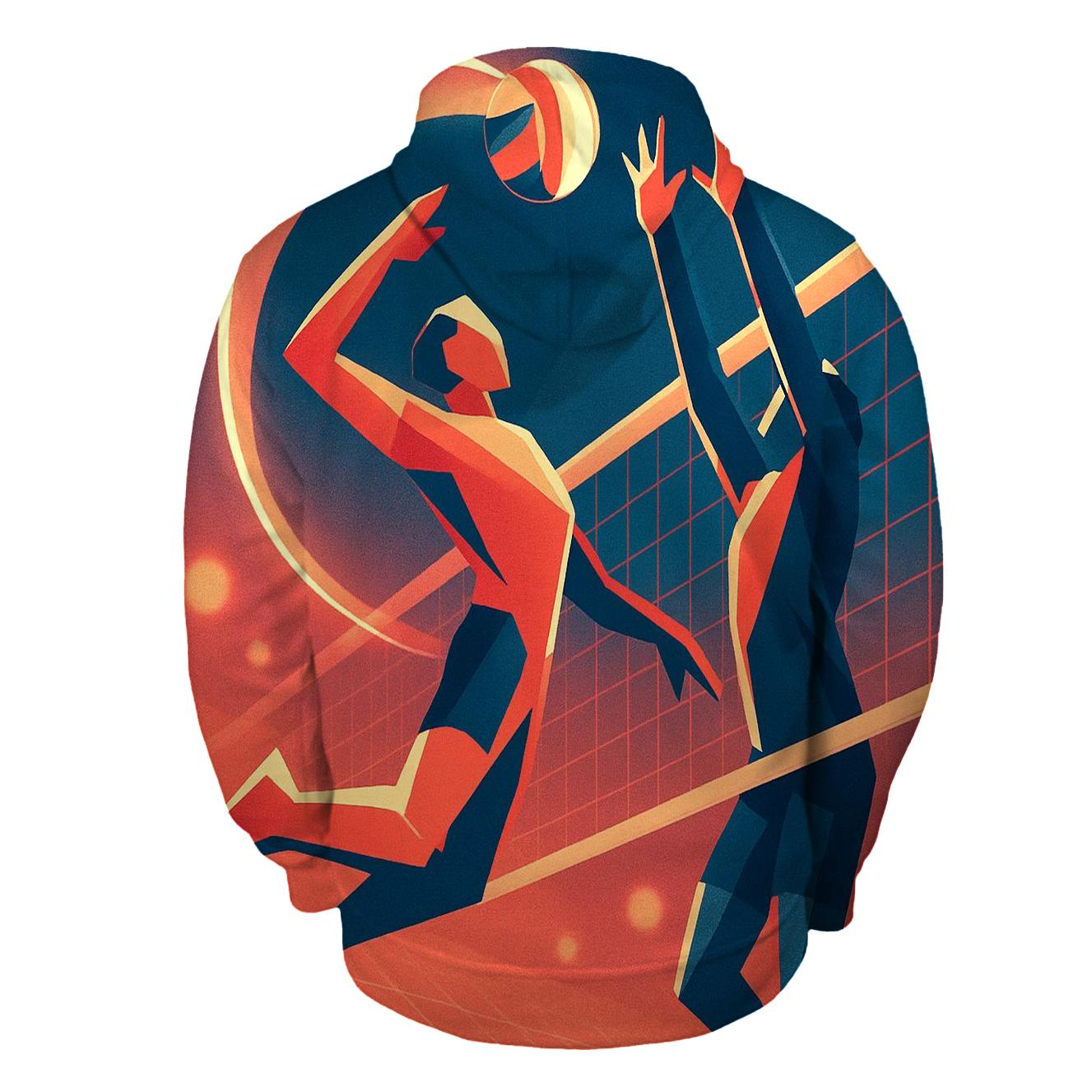 Neon Court Volleyball Spike graphic hoodies