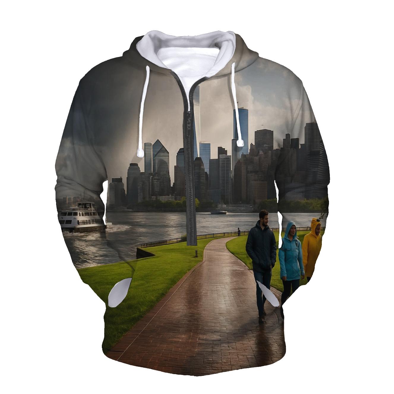 Storm Clearing Over Lower Manhattan From Governors Island embroidered hoodies