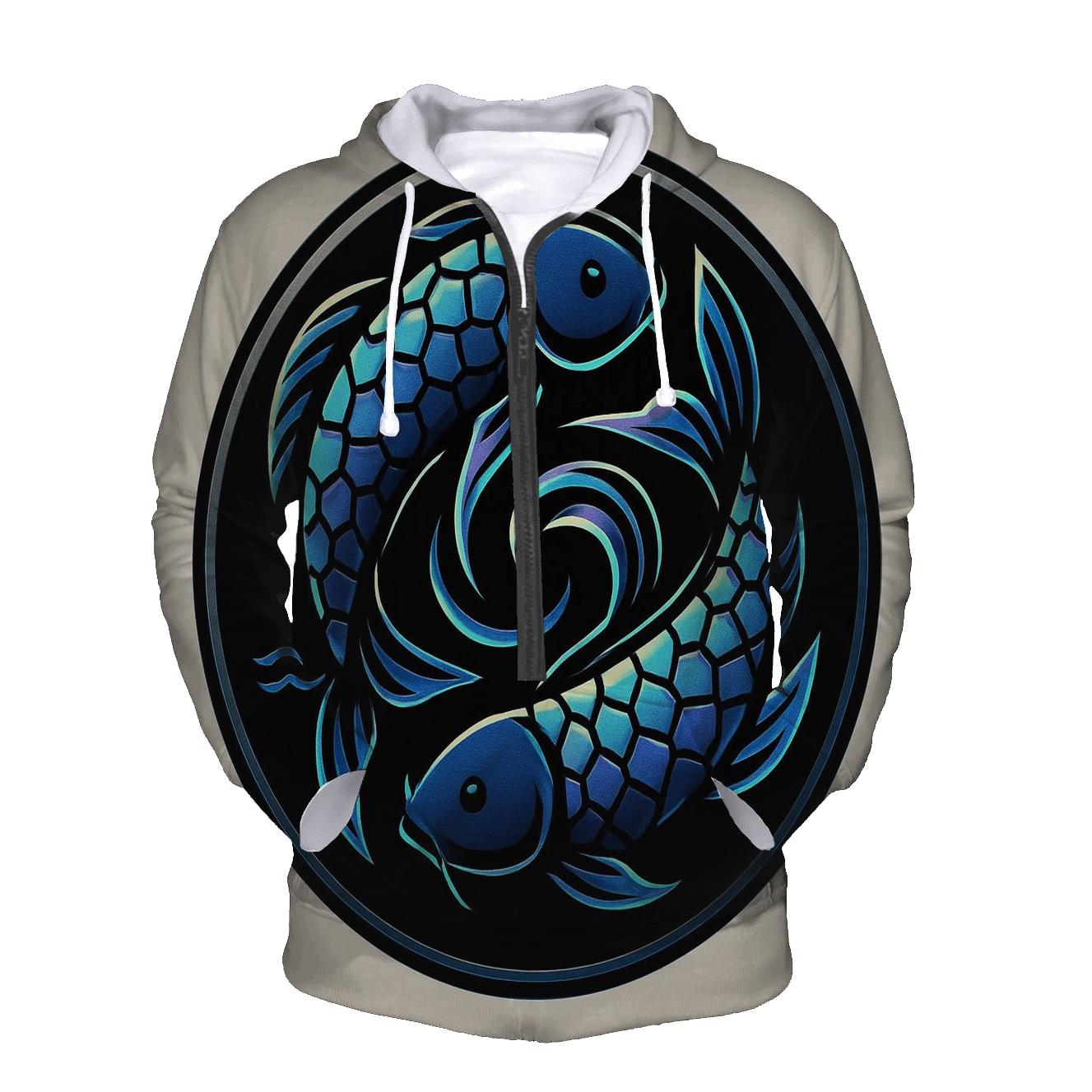 Aurora Koi Spiral Emblem zip-up hoodies