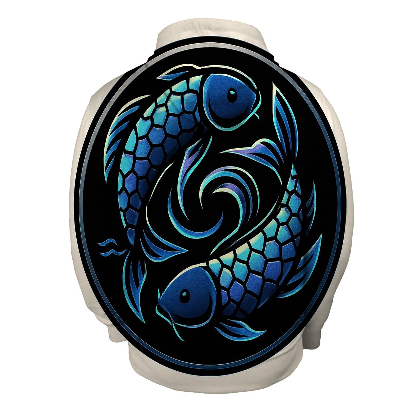 Aurora Koi Spiral Emblem zip-up hoodies