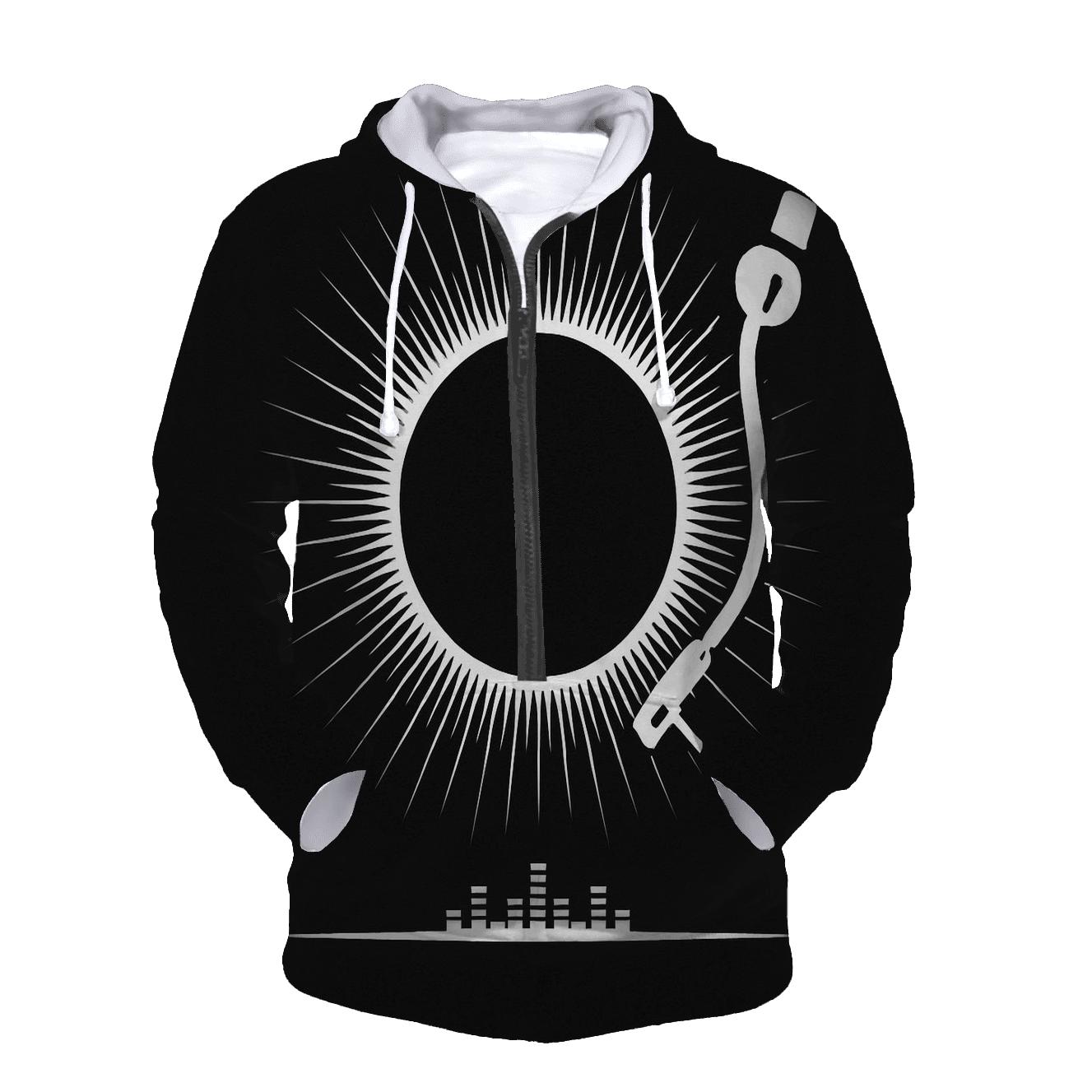 Monochrome Turntable Eclipse graphic hoodies