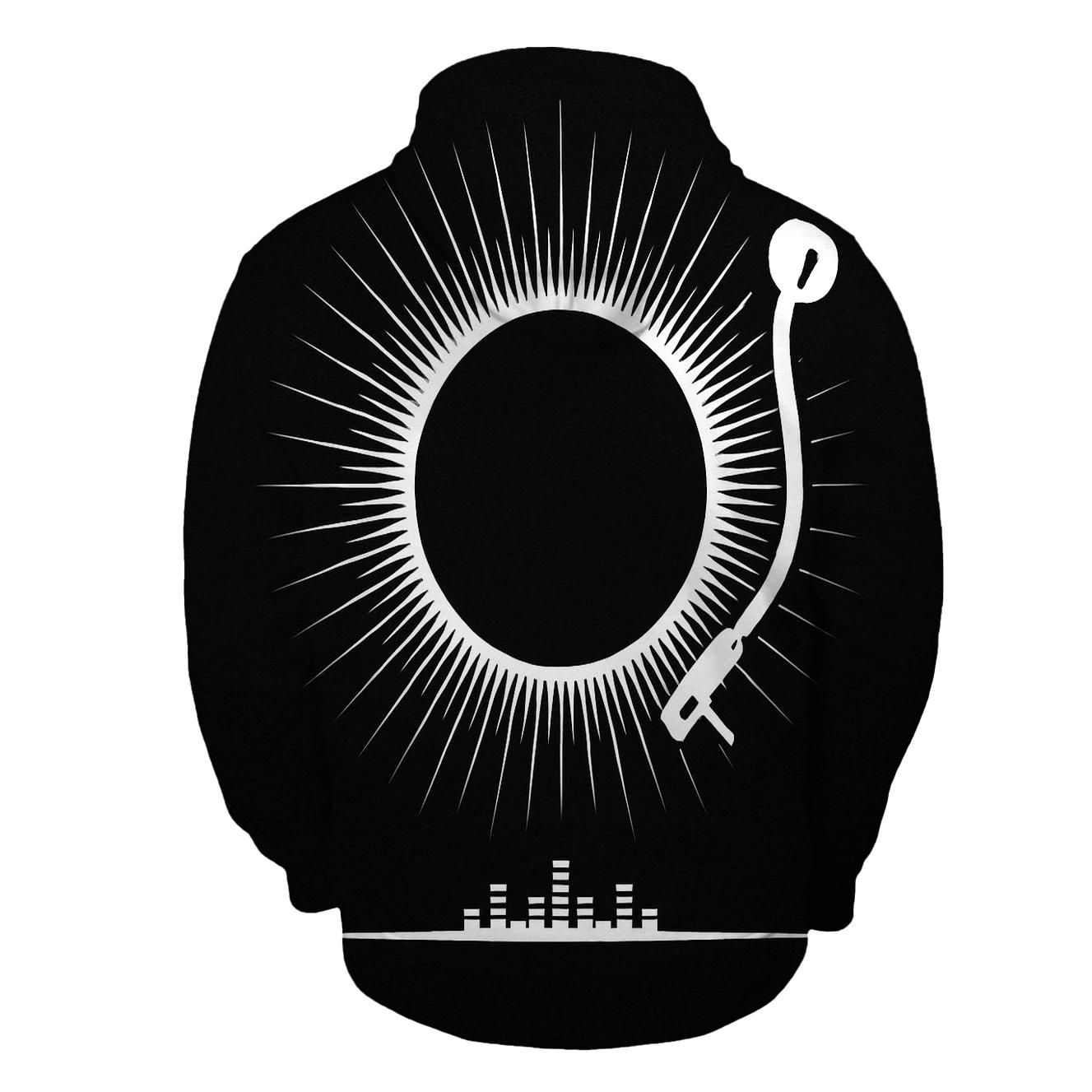 Monochrome Turntable Eclipse graphic hoodies