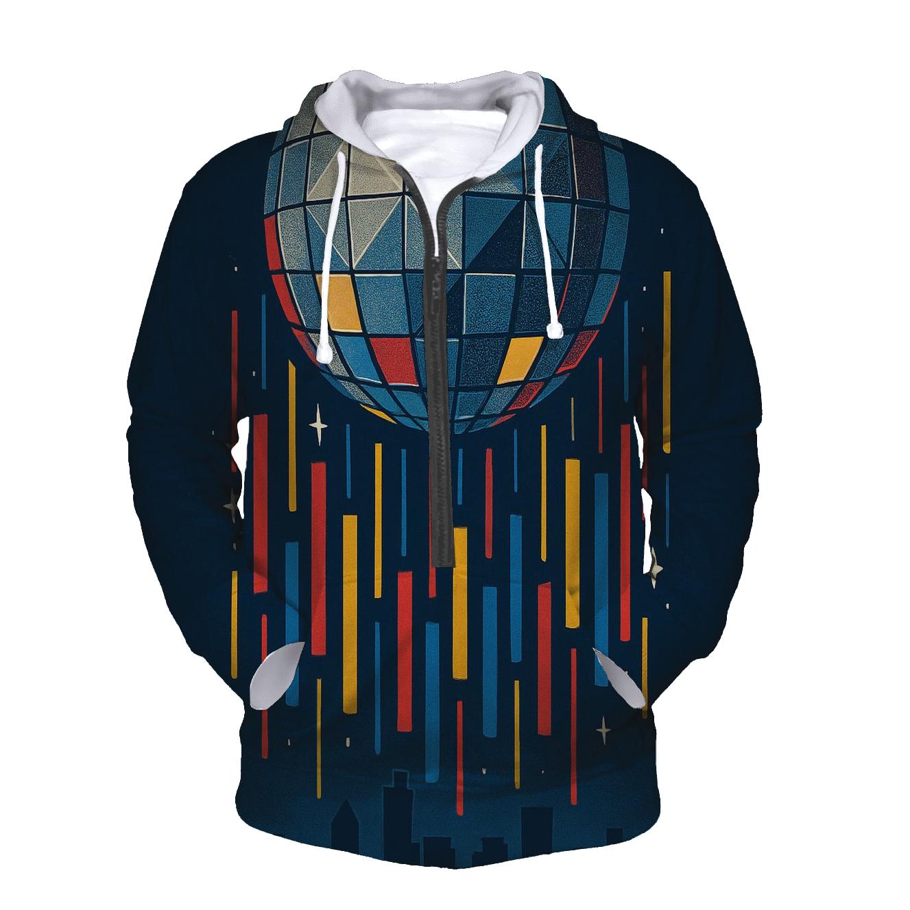 Disco Ball Rain Over City Silhouette pullover hoodies