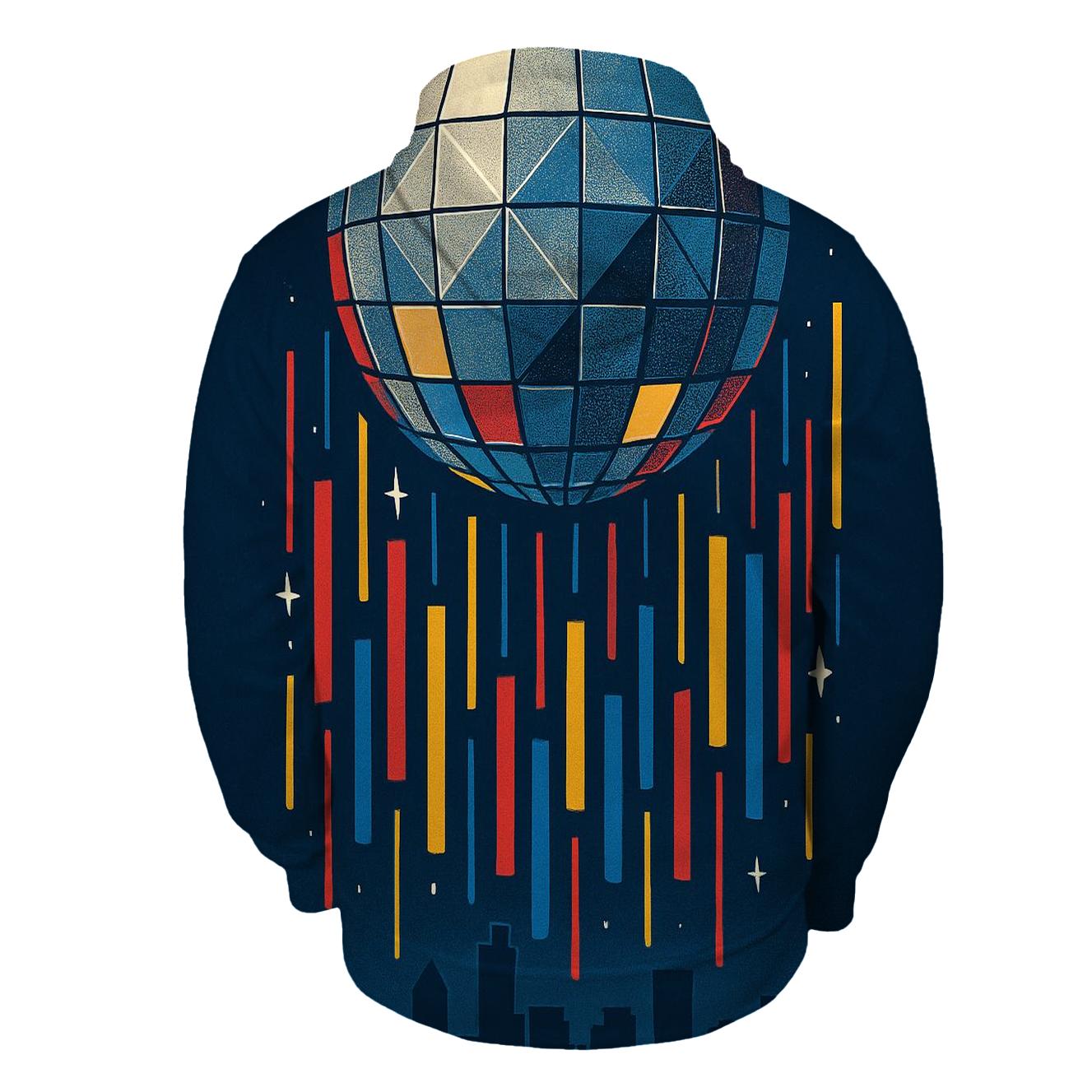 Disco Ball Rain Over City Silhouette pullover hoodies