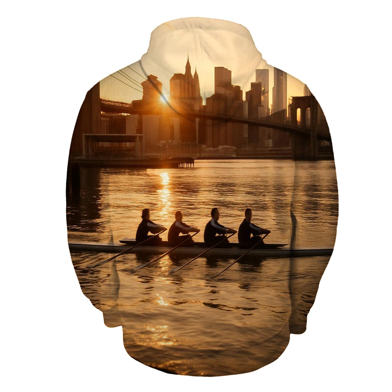 Sunrise From Brooklyn Bridge Park With Rowers In The East River custom hoodies