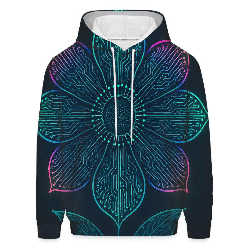 Prismatic Botanical Circuit Bloom lightweight hoodies