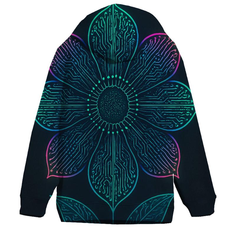 Prismatic Botanical Circuit Bloom lightweight hoodies