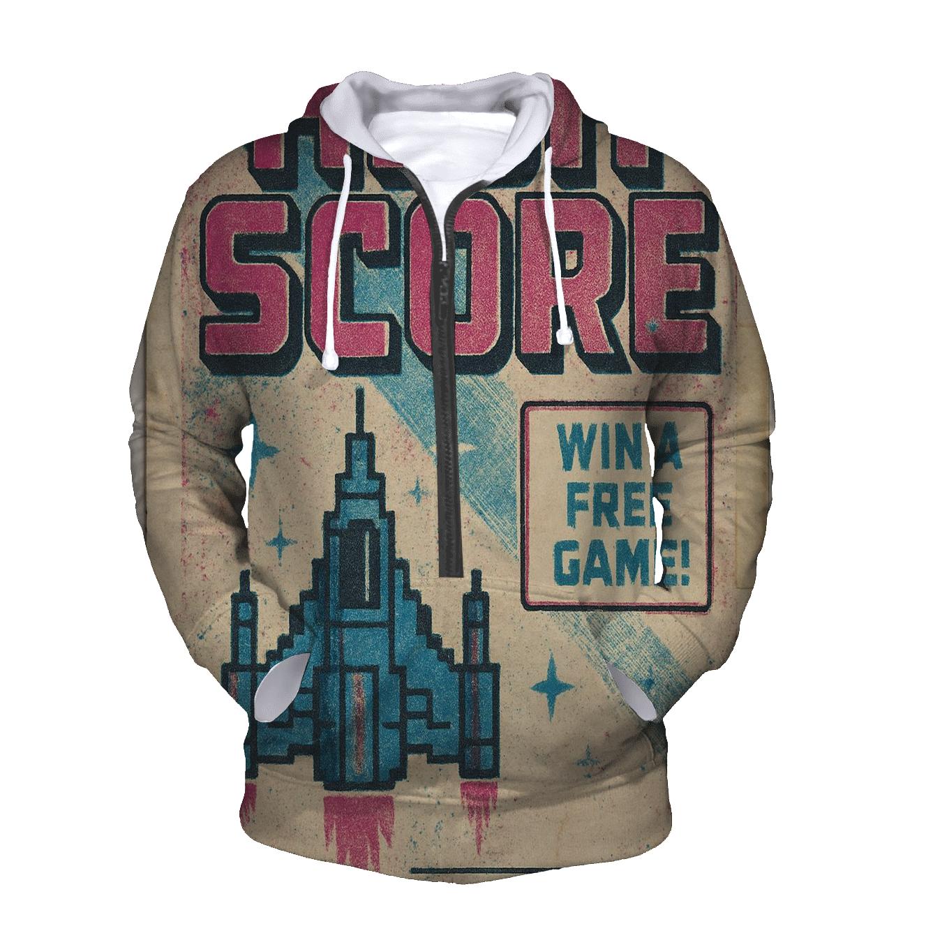 Distressed 1980s Arcade Starship High Score Flyer hoodie styles