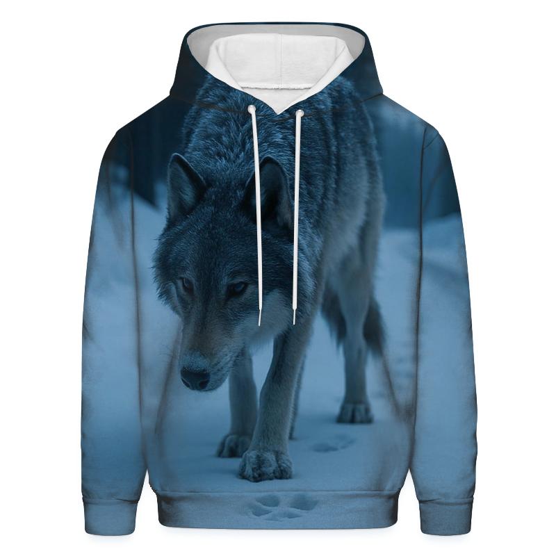Lone Wolf On A Winter Roadcut Tracking Elk embroidered hoodies