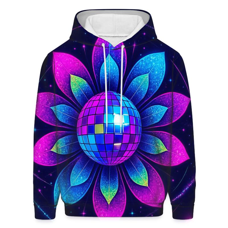 Neon Orbit Disco Bloom heavyweight hoodies