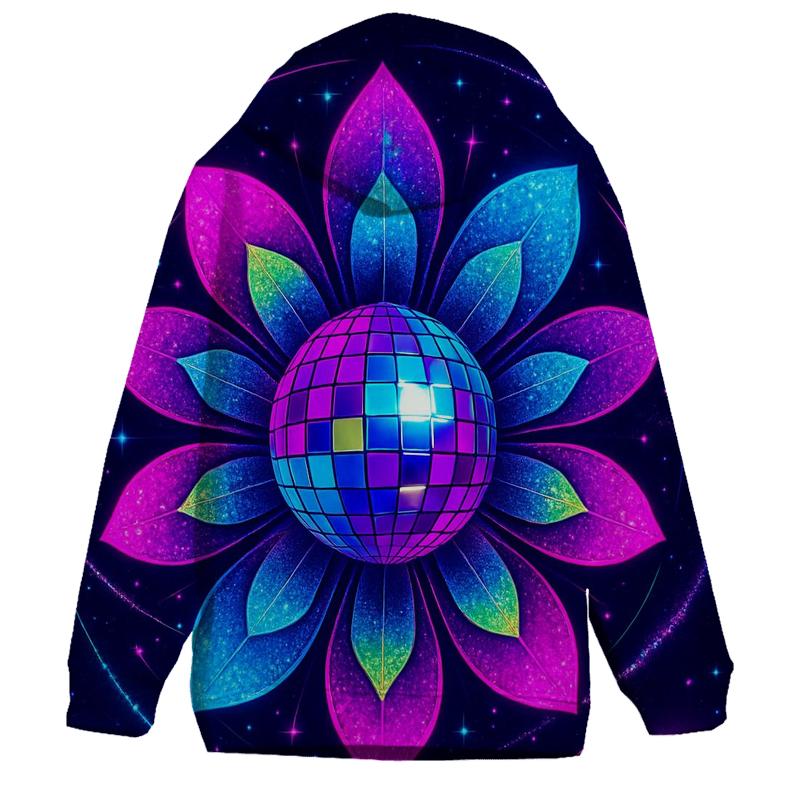 Neon Orbit Disco Bloom heavyweight hoodies