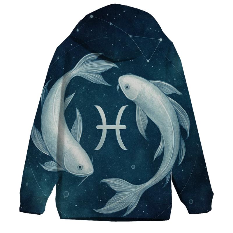 Pisces Twin Fish Nebula Current printed hoodies