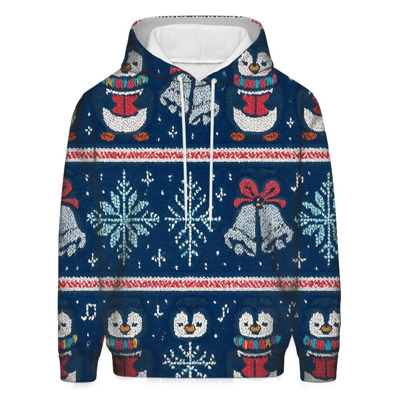 Ugly Christmas Penguin Caroler Stripe Parade Design embroidered hoodies