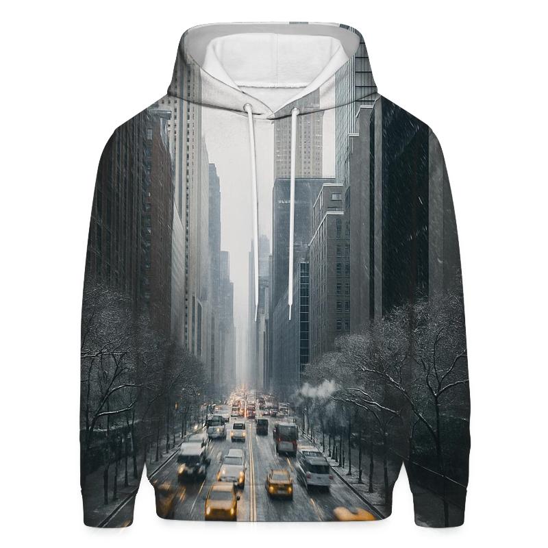 First Snowfall Over Midtown Seen From Tudor City Overpass premium hoodies