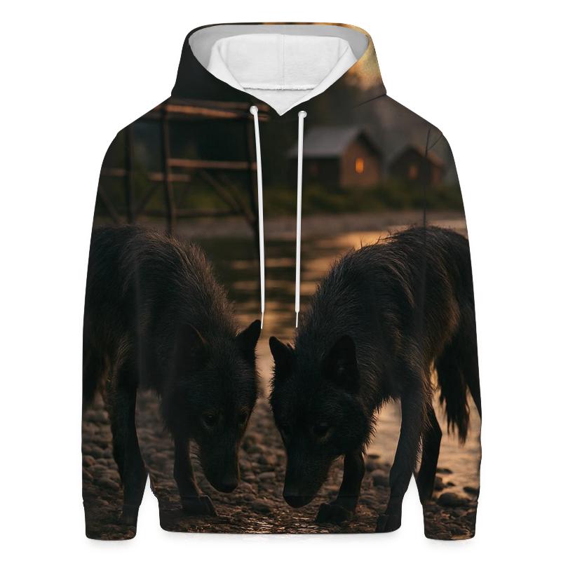 Wolves Near A Northern Fishing Camp After Salmon Run hoodie styles