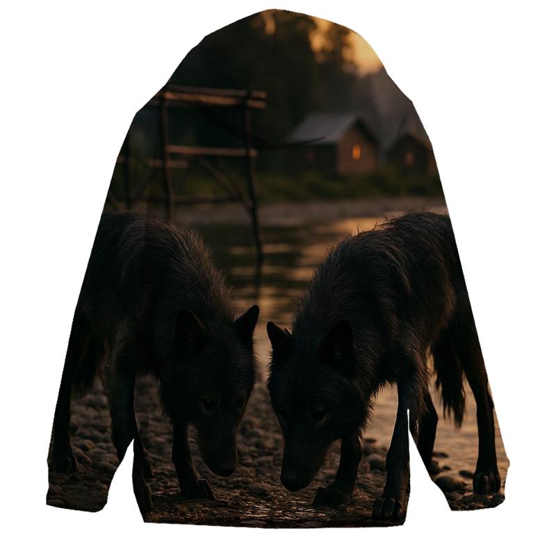 Wolves Near A Northern Fishing Camp After Salmon Run hoodie styles