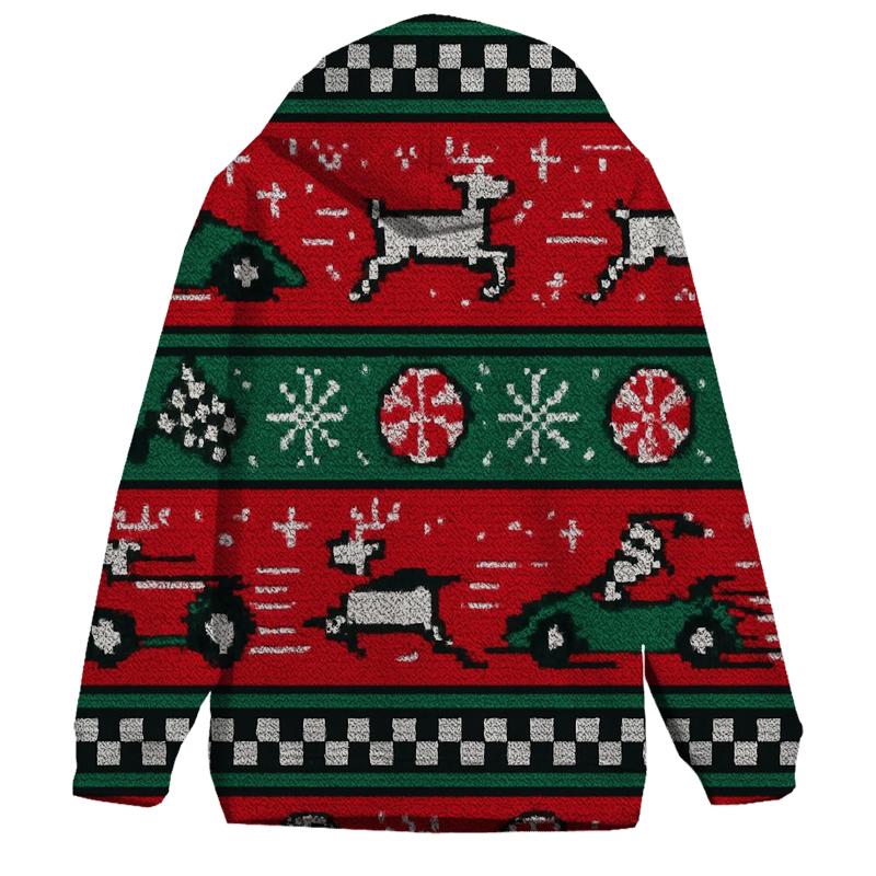 Ugly Christmas Santa Sleigh Circuit Raceway Design designer hoodies