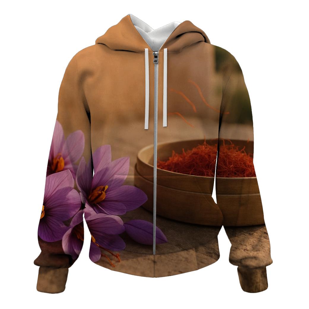 Saffron Crocus Threads On A Drying Sieve zip-up hoodies