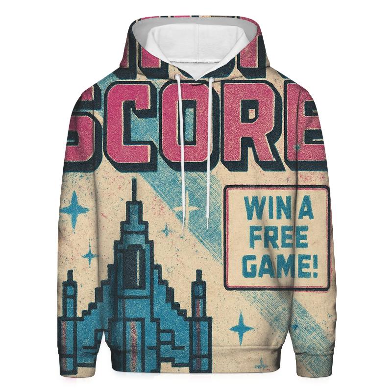 Distressed 1980s Arcade Starship High Score Flyer zip-up hoodies