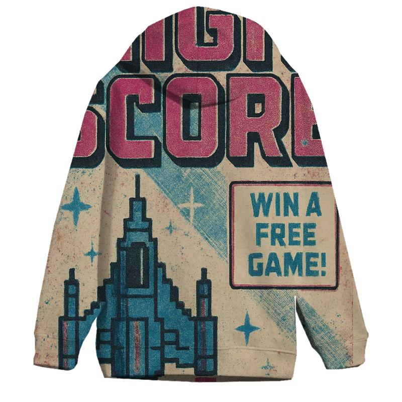 Distressed 1980s Arcade Starship High Score Flyer zip-up hoodies