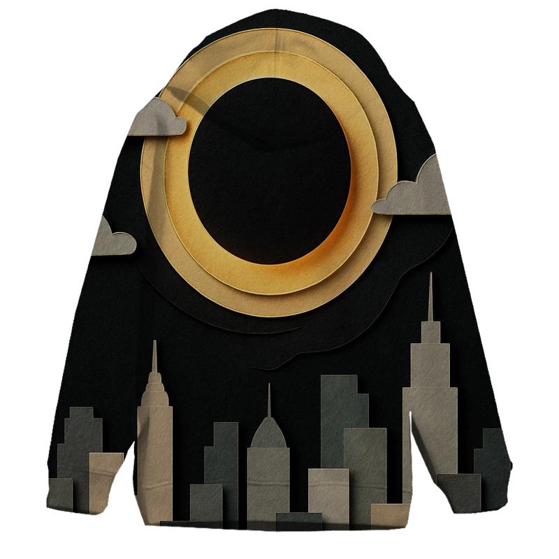 Paper Cut City Eclipse Collage zip-up hoodies