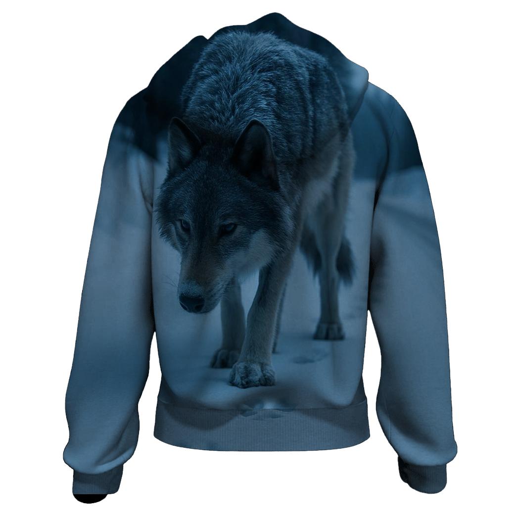 Lone Wolf On A Winter Roadcut Tracking Elk embroidered hoodies