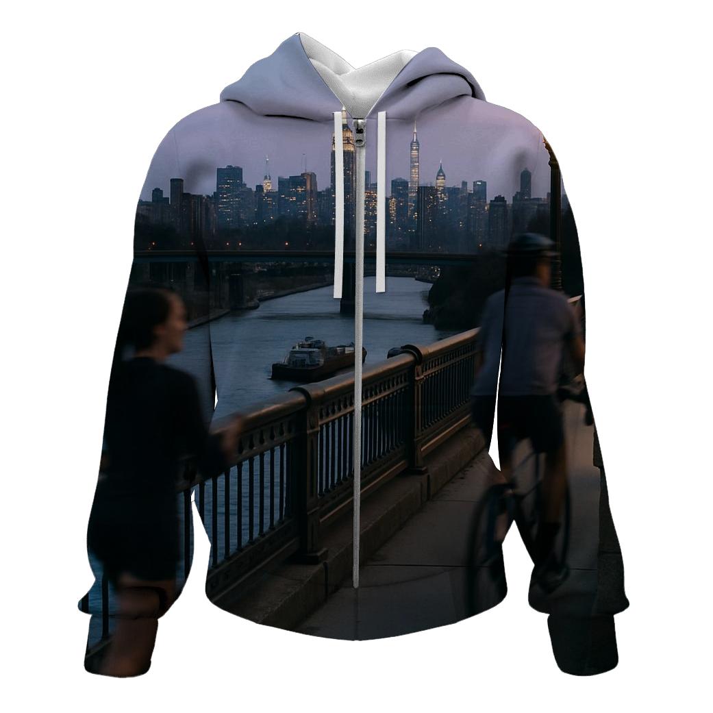 Harlem River Blue Hour From High Bridge hoodie designs