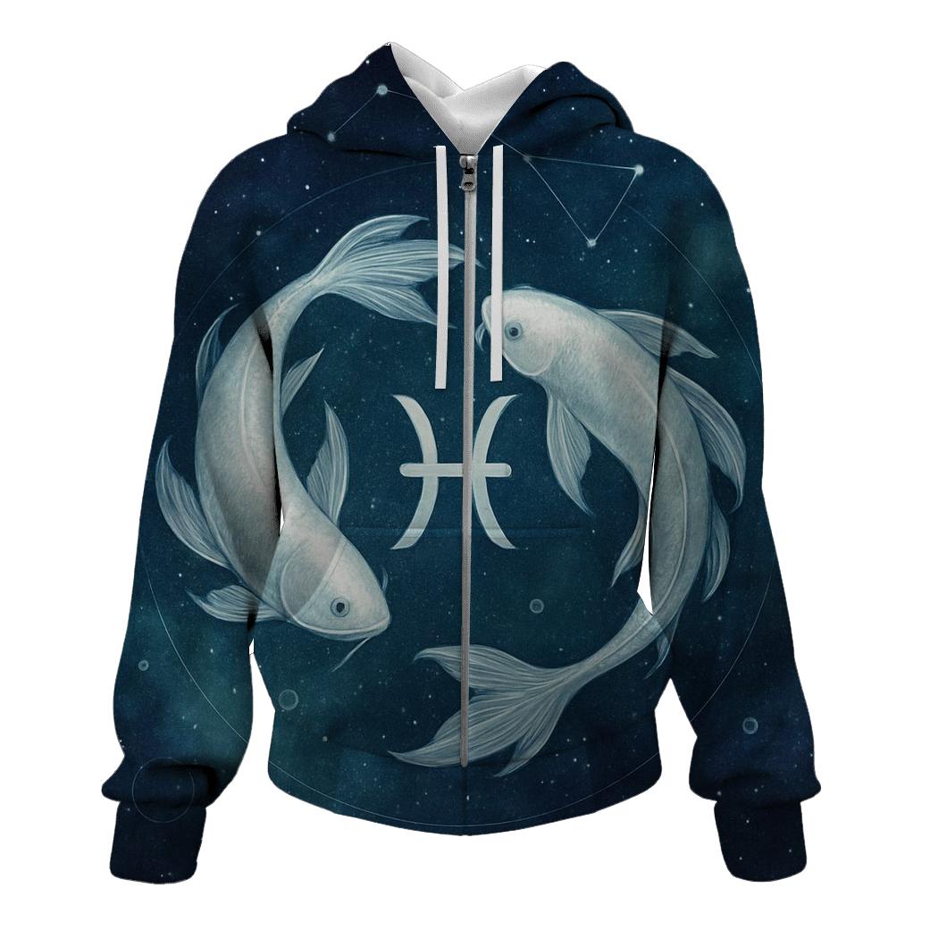Pisces Twin Fish Nebula Current graphic hoodies