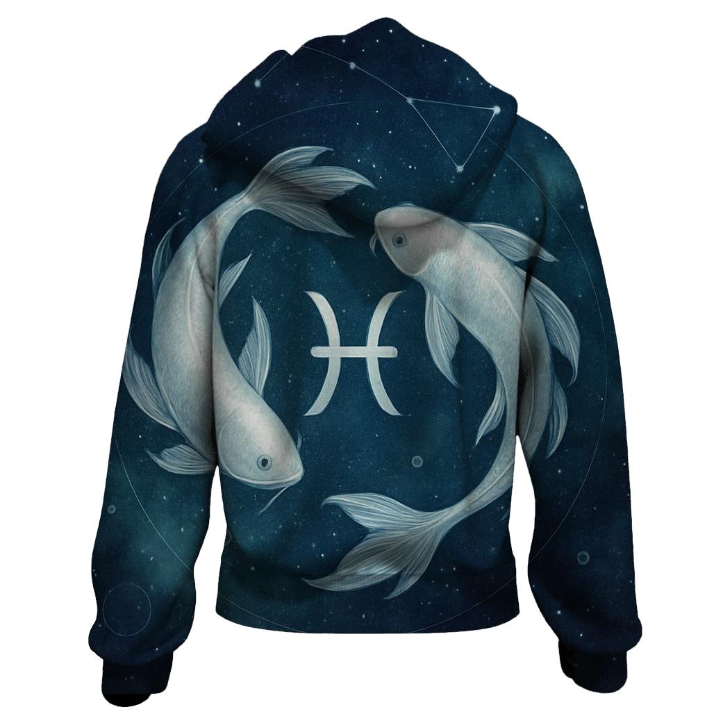 Pisces Twin Fish Nebula Current graphic hoodies