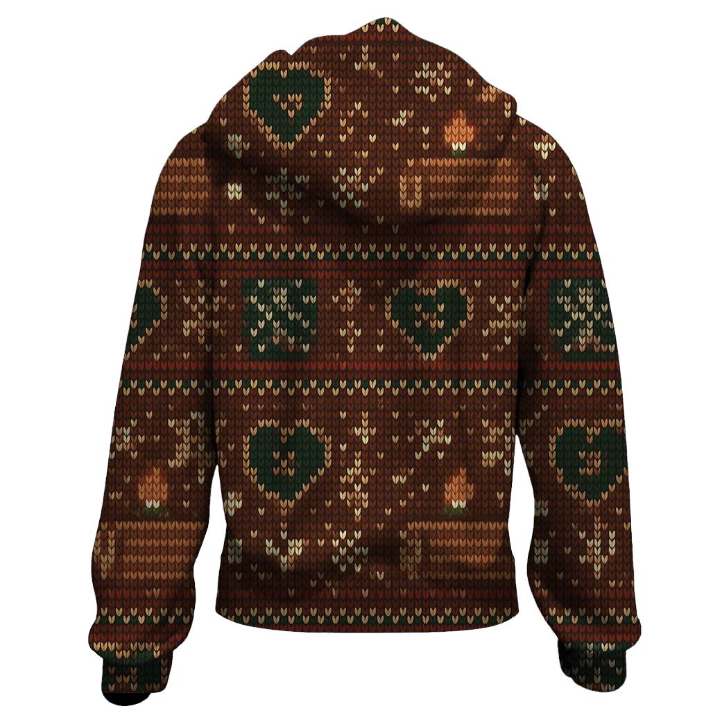 Ugly Christmas Yule Log Arcade Grid Design hoodie trends