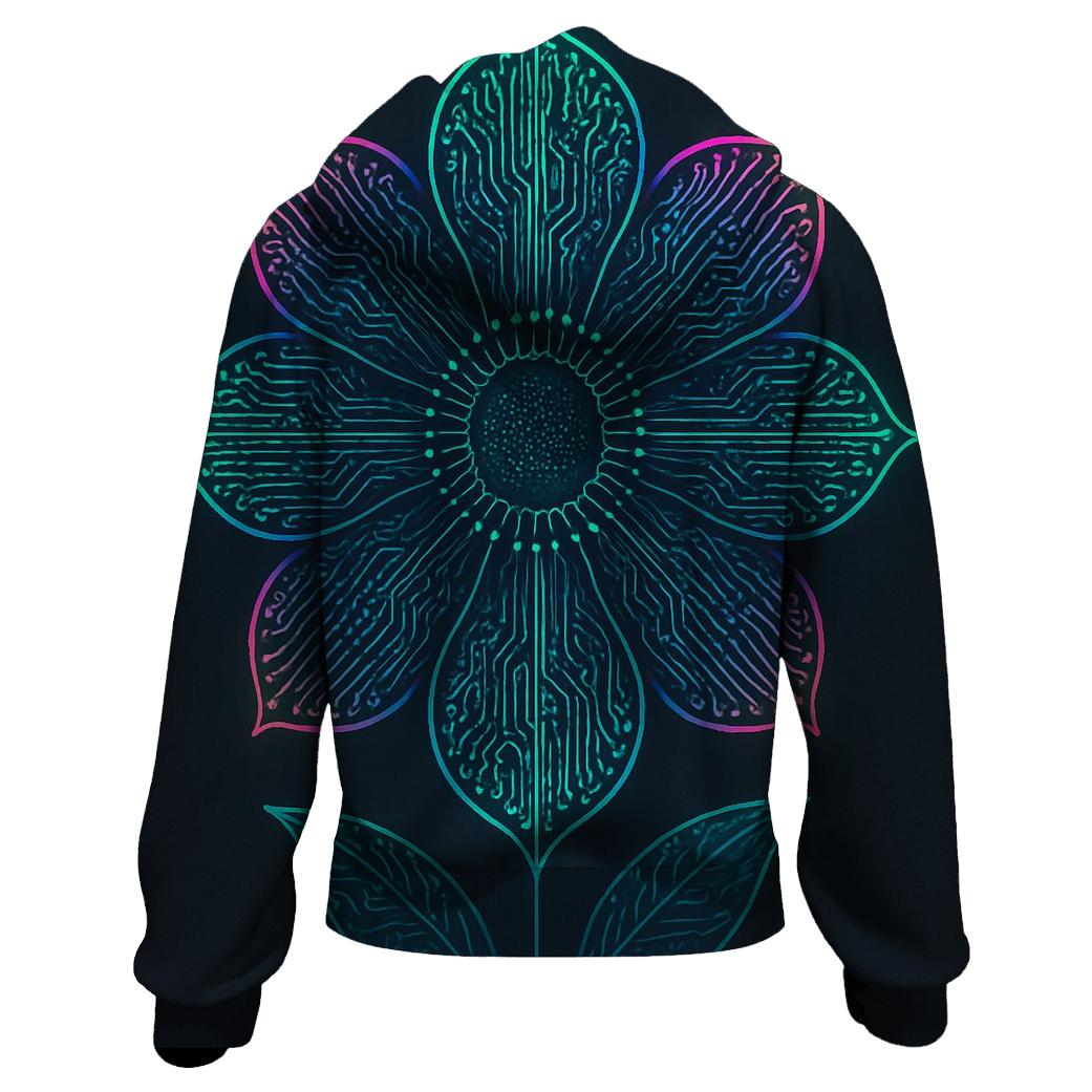 Prismatic Botanical Circuit Bloom custom hoodies