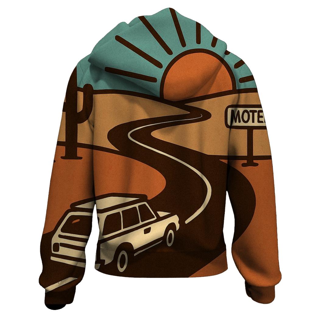 Desert Road Trip Sunburst Map designer hoodies