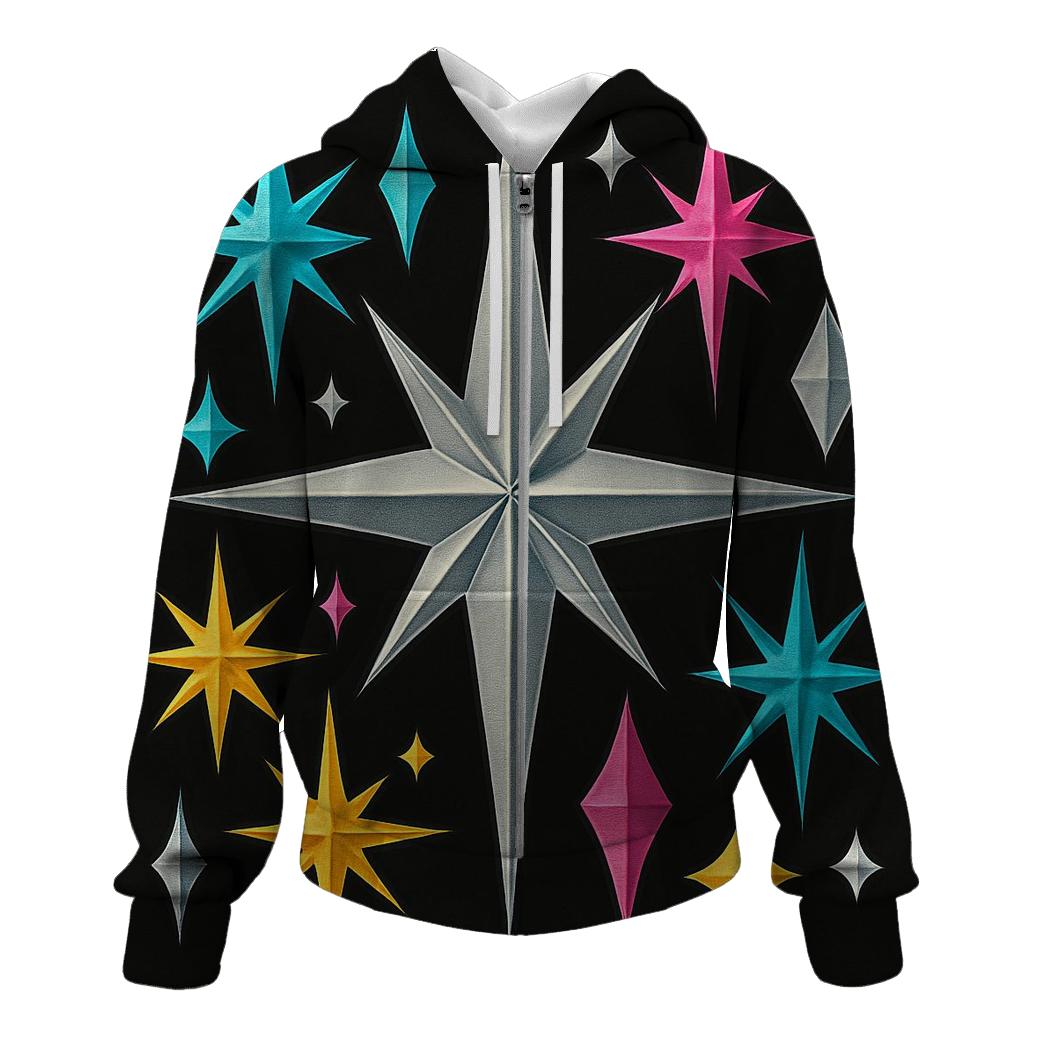 Chrome Starburst Geometry zip-up hoodies