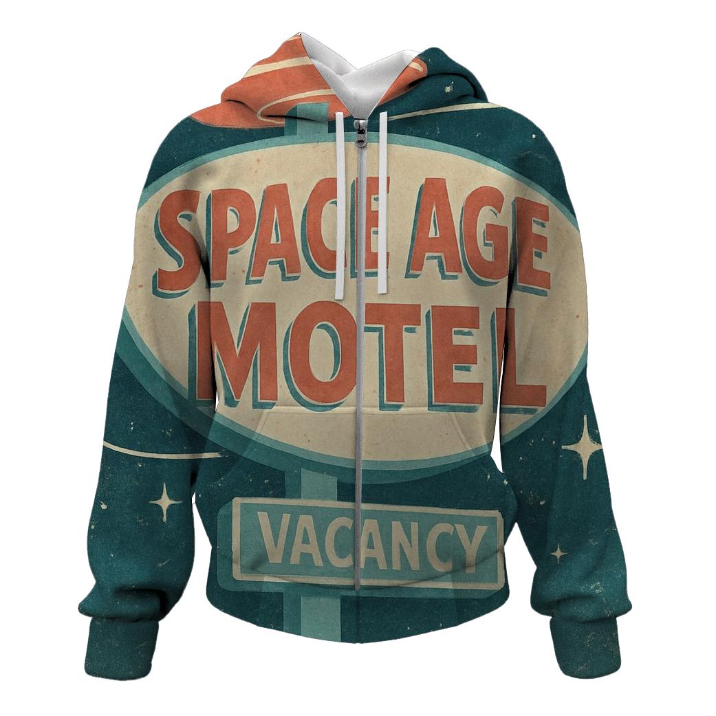 Retro Space Age Motel Vacancy Sign Poster zip-up hoodies