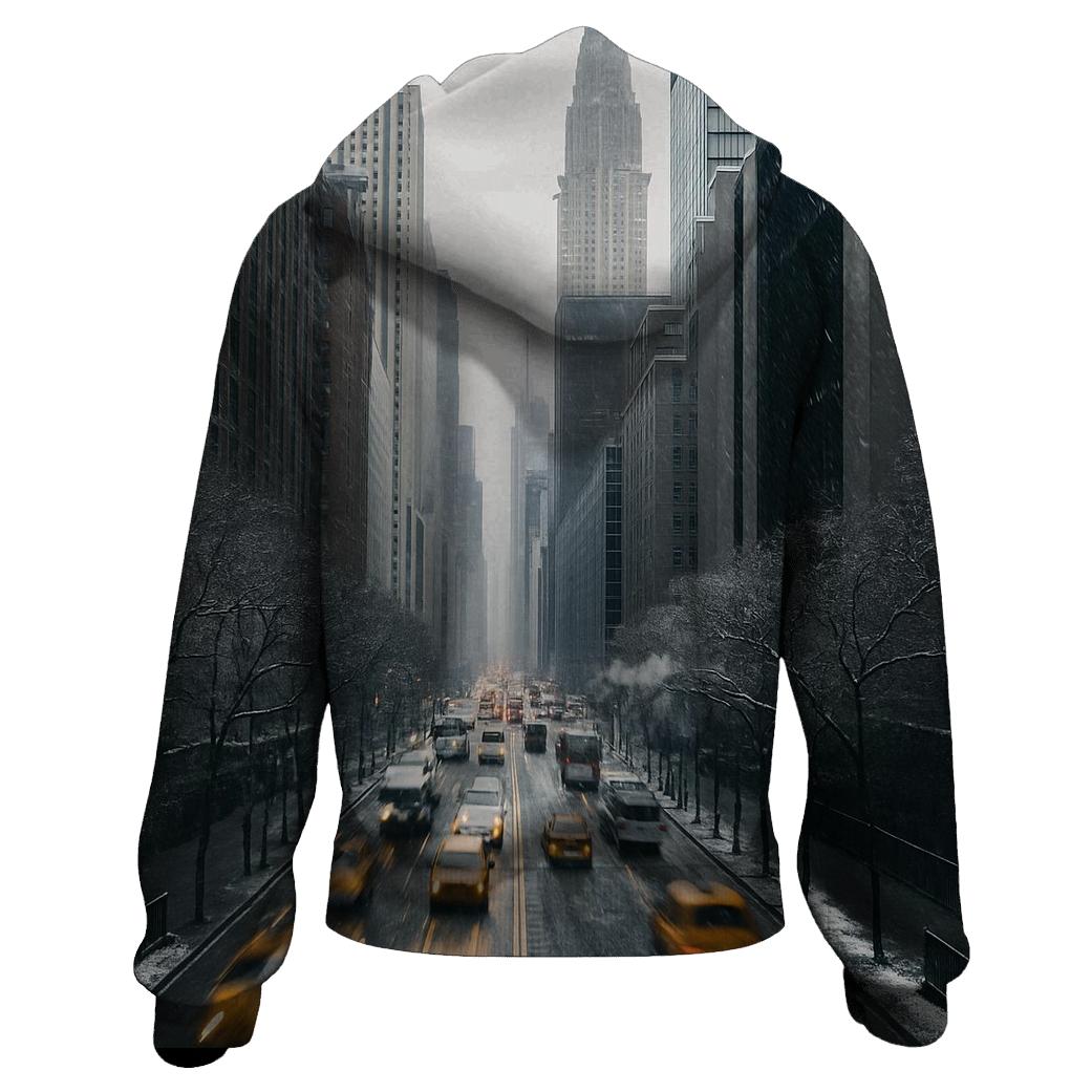 First Snowfall Over Midtown Seen From Tudor City Overpass heavyweight hoodies