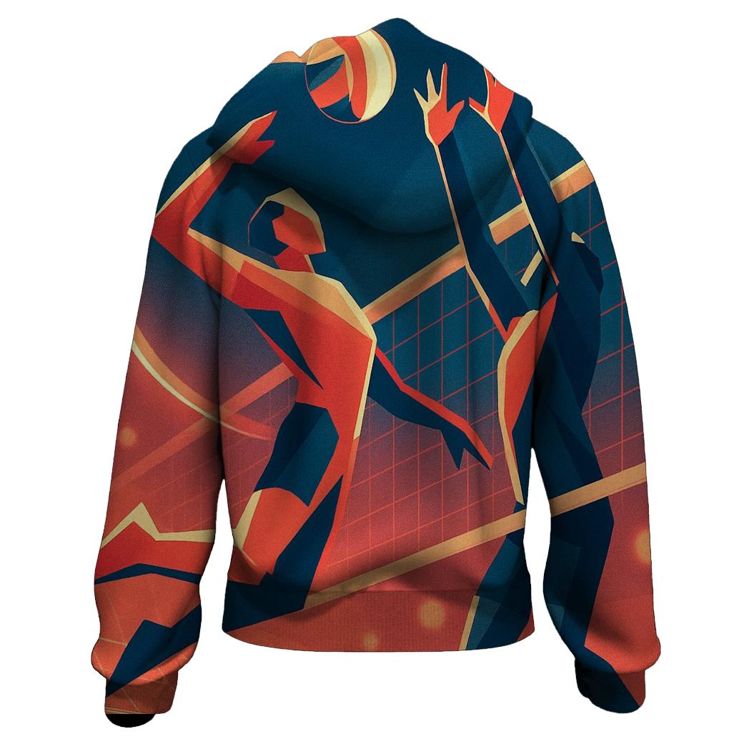 Neon Court Volleyball Spike printed hoodies