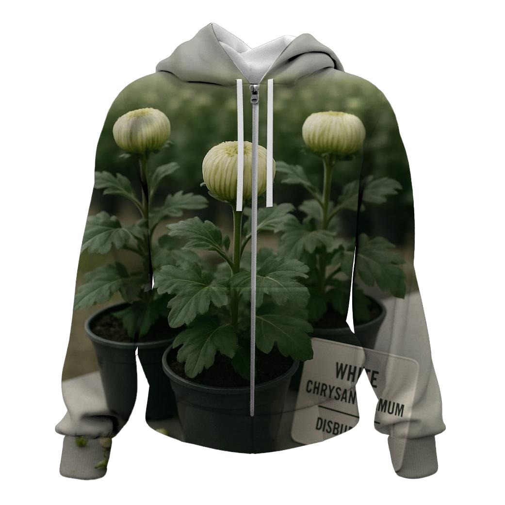 Chrysanthemum Disbudding Notes In A Fall Greenhouse zip-up hoodies