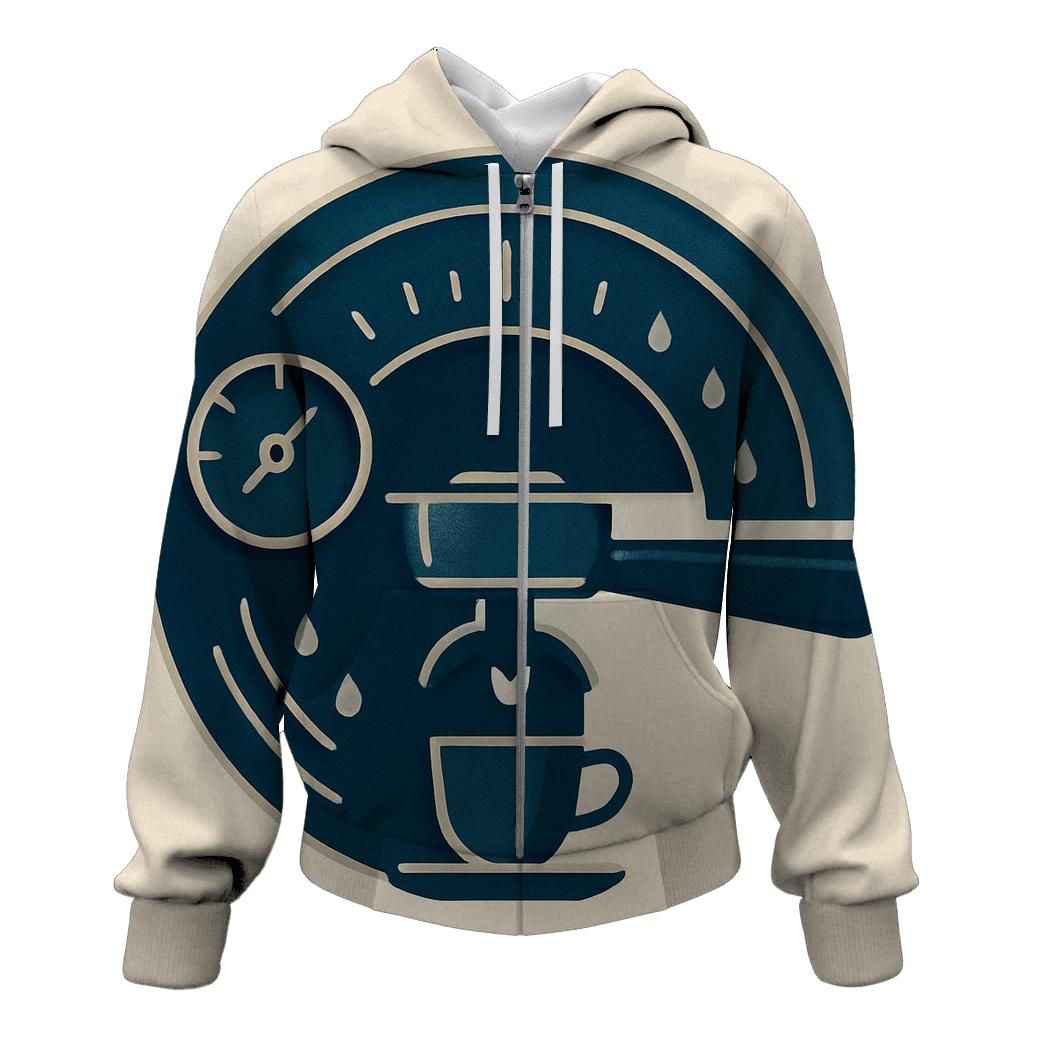 Espresso Arc Mechanica embroidered hoodies