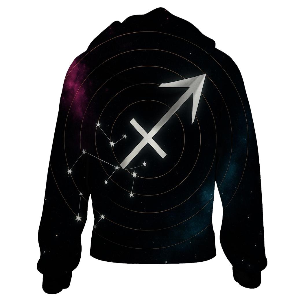Sagittarius Archer Galactic Target Map zip-up hoodies