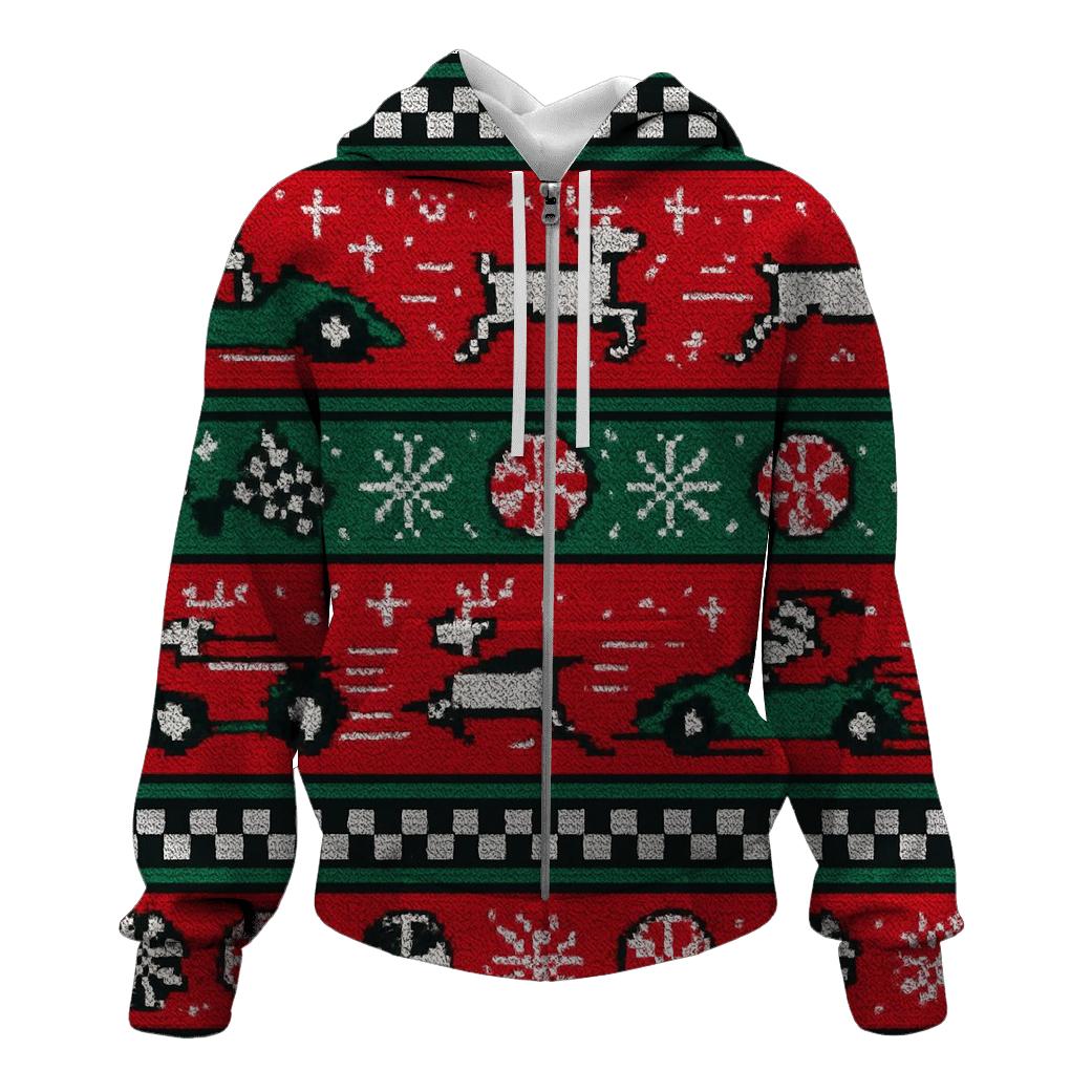 Ugly Christmas Santa Sleigh Circuit Raceway Design hoodie styles